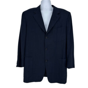 Canali Blue Sport Coat Suit Blazer Pure Wool 44R US 54R IT Preppy 3 buttons